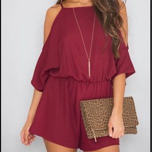 Pink Lily Boutique Burgundy romper